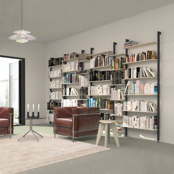 Bibliothèque salon, sol mur